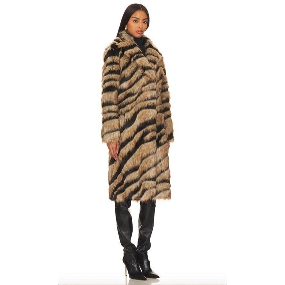 Free People Unreal Fur $480 Bengal Kiss Coat Trench Jacket Size Small - Picture 7 of 9